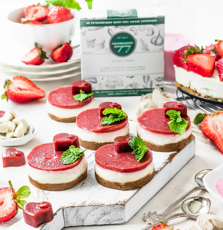 Strawberry Double Crème Mini Cheesecakes