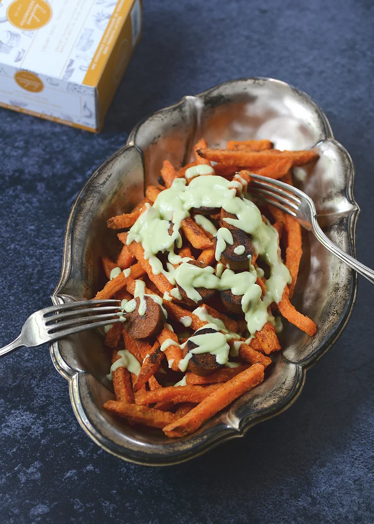 Sweet Potato Poutine & Avocado Sauce